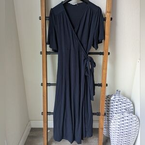 Ingrid & Isabel Women's Navy Wrap Up Midi Dress - Size S